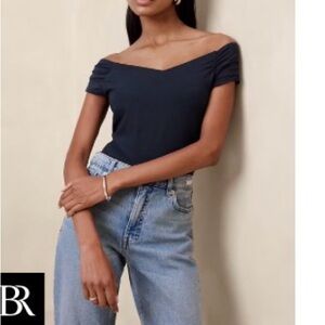 Banana Republic Women's Navy Off-Shoulder Blouse